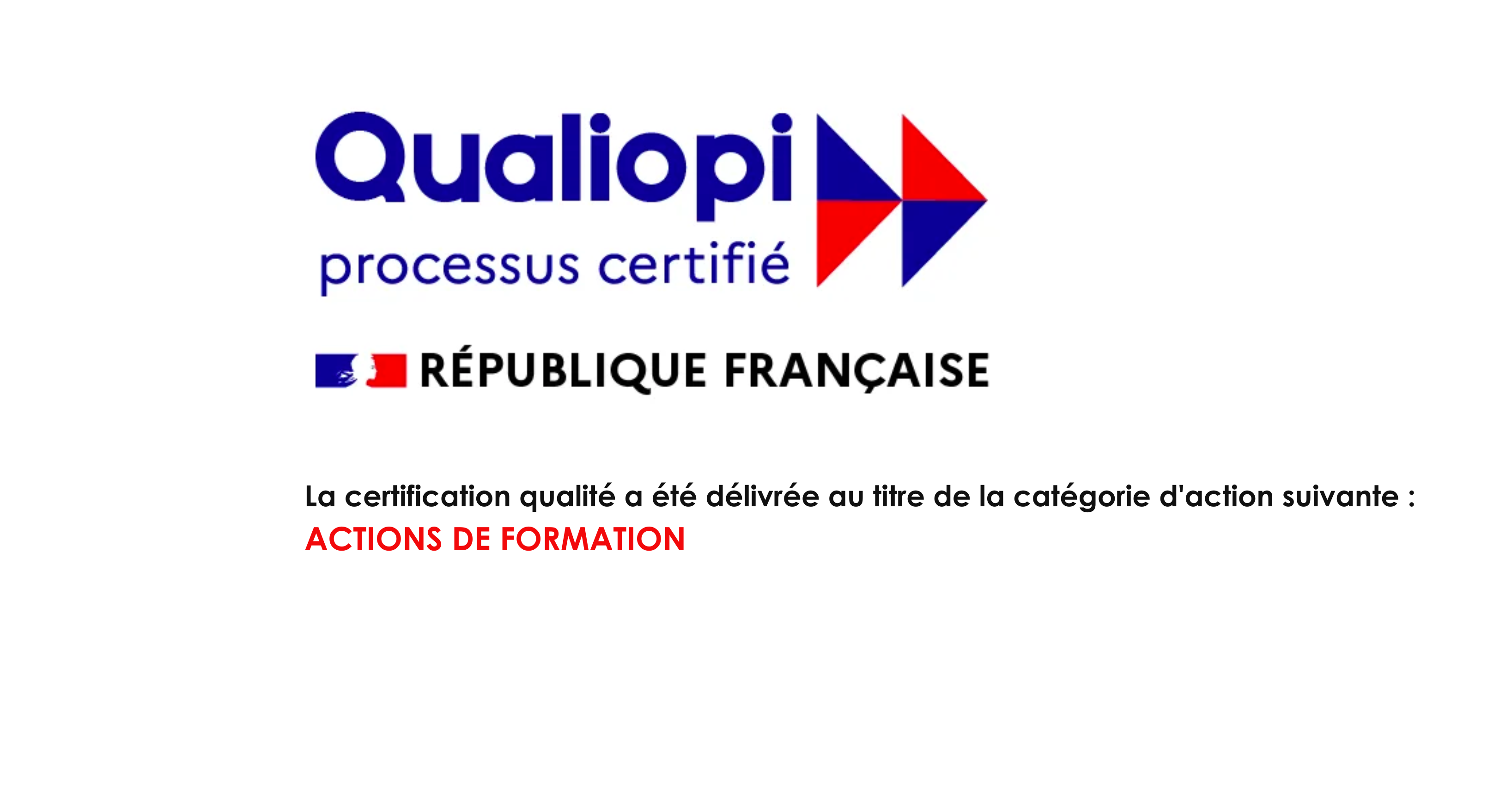 Logo Qualiopi, processus certifié — République Française